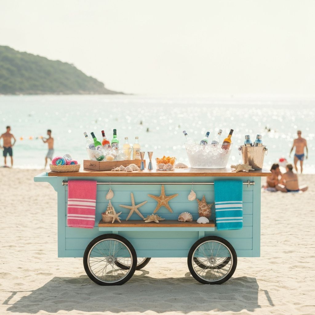 Coastal Blue mobile bar cart - Ocean-inspired with soft blue tones